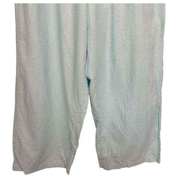 J. Crew Linen Cotton Blend Wide Leg Paperbag Pants Soft Aqua Blue BG359 Size M - Picture 5 of 11